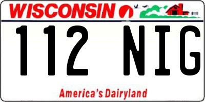 WI license plate 112NIG