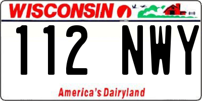 WI license plate 112NWY