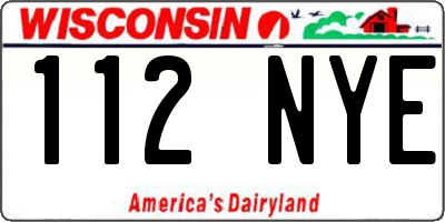 WI license plate 112NYE