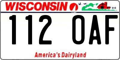 WI license plate 112OAF
