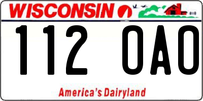 WI license plate 112OAO
