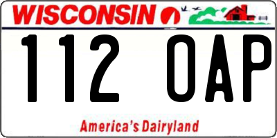 WI license plate 112OAP