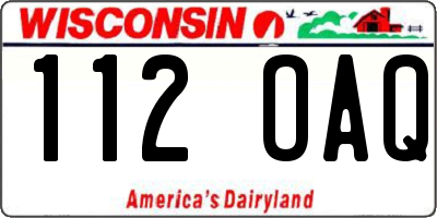 WI license plate 112OAQ