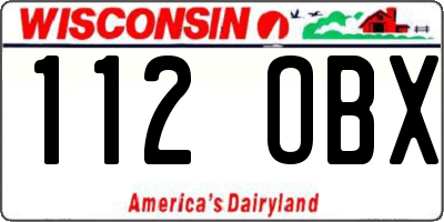WI license plate 112OBX