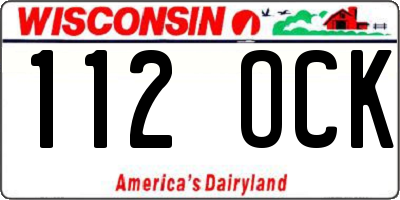 WI license plate 112OCK