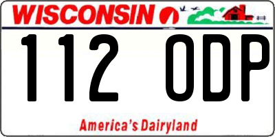 WI license plate 112ODP