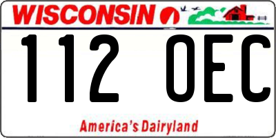 WI license plate 112OEC