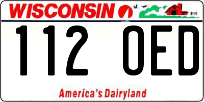 WI license plate 112OED