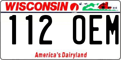 WI license plate 112OEM
