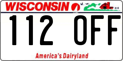 WI license plate 112OFF