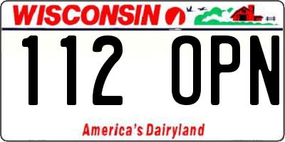WI license plate 112OPN