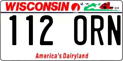 WI license plate 112ORN
