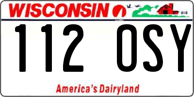 WI license plate 112OSY