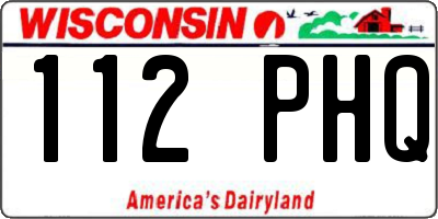 WI license plate 112PHQ