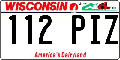 WI license plate 112PIZ