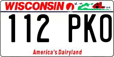 WI license plate 112PKO