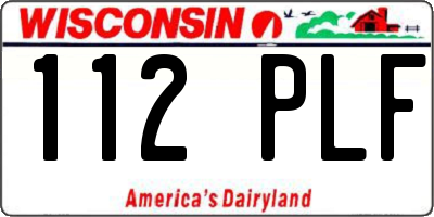 WI license plate 112PLF