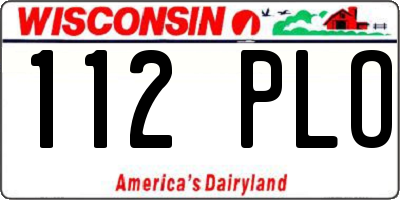 WI license plate 112PLO