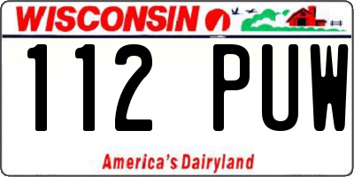 WI license plate 112PUW