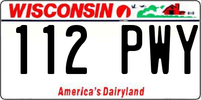 WI license plate 112PWY