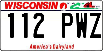 WI license plate 112PWZ
