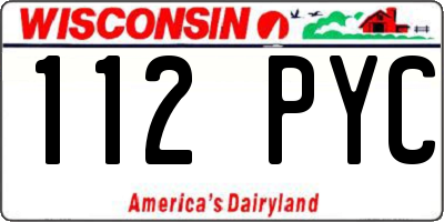 WI license plate 112PYC