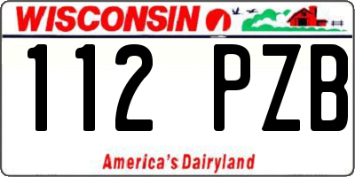 WI license plate 112PZB