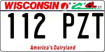 WI license plate 112PZT