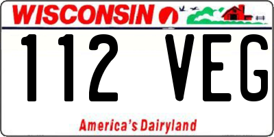 WI license plate 112VEG