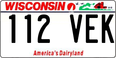 WI license plate 112VEK