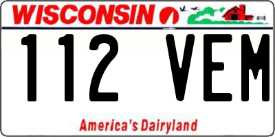 WI license plate 112VEM