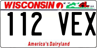 WI license plate 112VEX