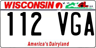 WI license plate 112VGA
