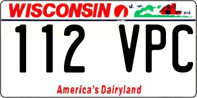 WI license plate 112VPC