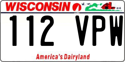 WI license plate 112VPW