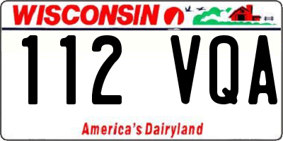 WI license plate 112VQA