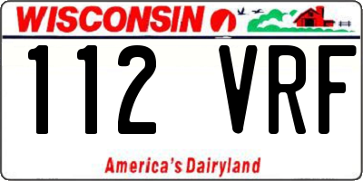 WI license plate 112VRF