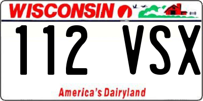 WI license plate 112VSX