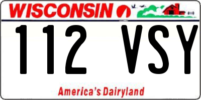 WI license plate 112VSY