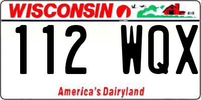 WI license plate 112WQX