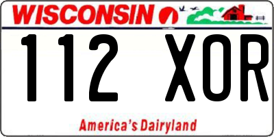 WI license plate 112XOR