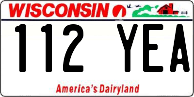 WI license plate 112YEA