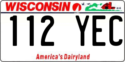 WI license plate 112YEC