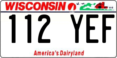 WI license plate 112YEF