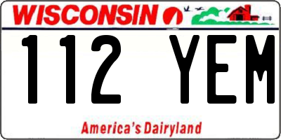WI license plate 112YEM