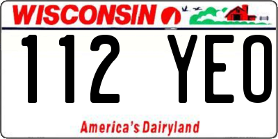 WI license plate 112YEO