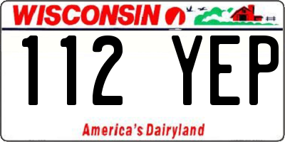 WI license plate 112YEP