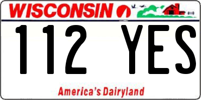 WI license plate 112YES