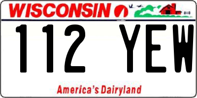 WI license plate 112YEW