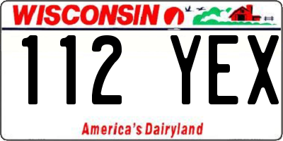 WI license plate 112YEX